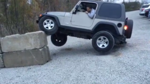 Jeep Tipped Over In Car Park