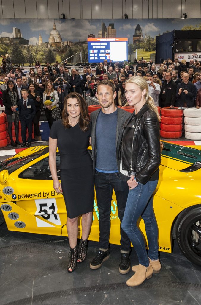 Suzi Perry, Jenson Button and Jodie Kidd with the McLaren F1